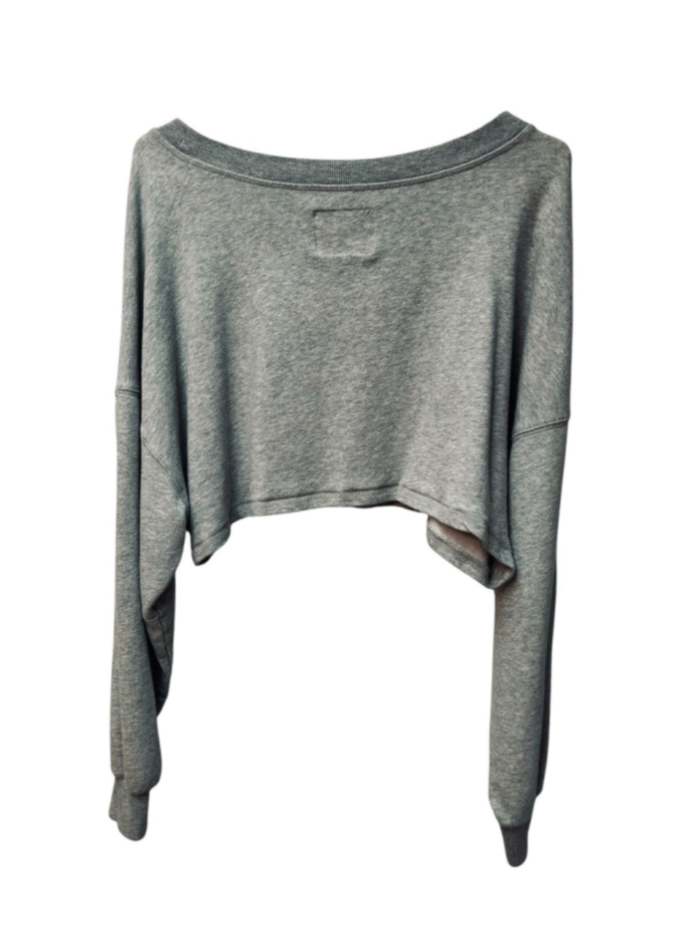 St Thomas AERO Fleece Crop Top Sweatshirt Womens L Virgin Islands Gray Cotton - Picture 3 of 16